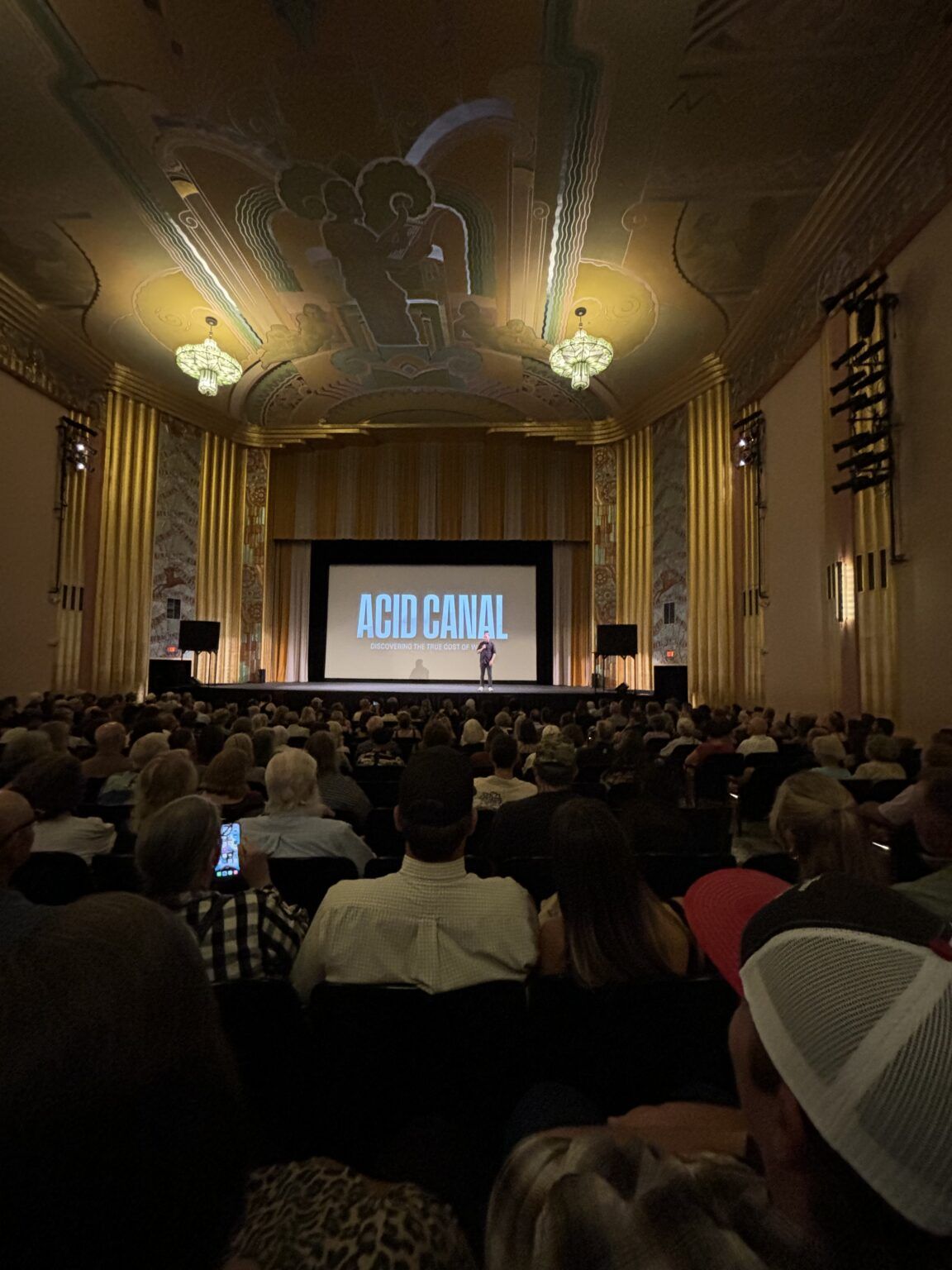 A packed audience inside the historic Cascade Theatre watching a festival screening
